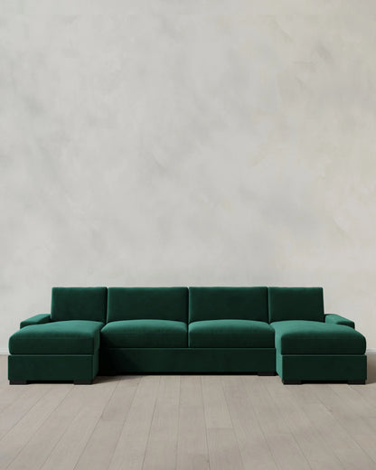 Stillman U Sectional in Performance Velvet - One Size / Java