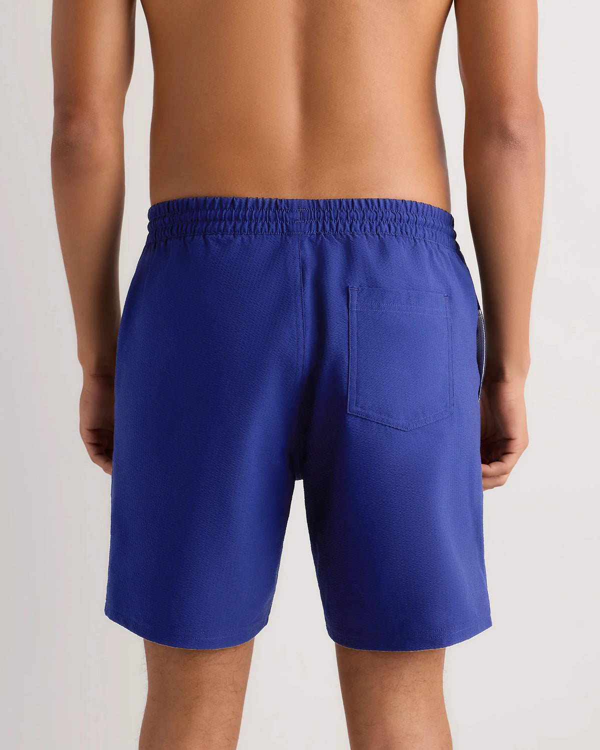 Seersucker Swim Trunks - 7" - S / Navy Seersucker
