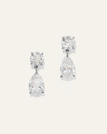 14K Gold Lab Grown Diamond Round & Pear Drop Earrings - One Size / Yellow Gold