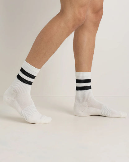 Everyday Cotton Varsity Stripes Half-Crew Sock (4-Pack) - S / Ivory/Navy Stripe