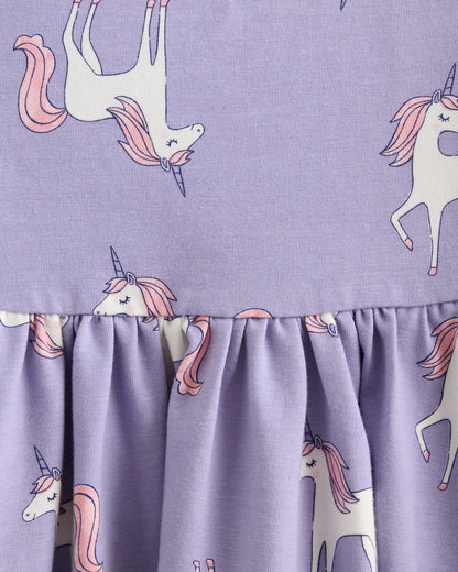 Organic Cotton Fit and Flare Pocket Dress - 6 / Cloud Rainbow Stripe