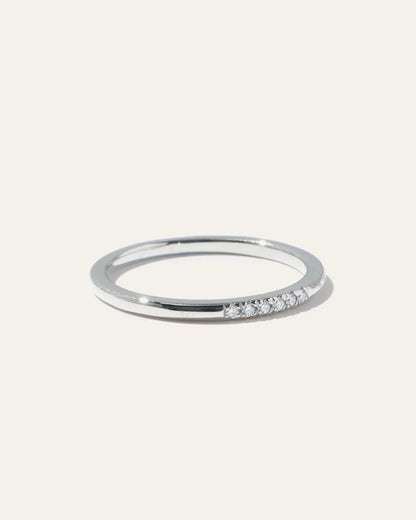 14K Gold Diamond Line Ring - 4 / White Gold