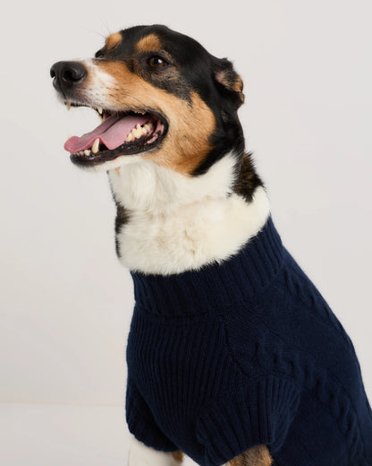 Mongolian Cashmere Cable Knit Dog Sweater - XS / True Navy