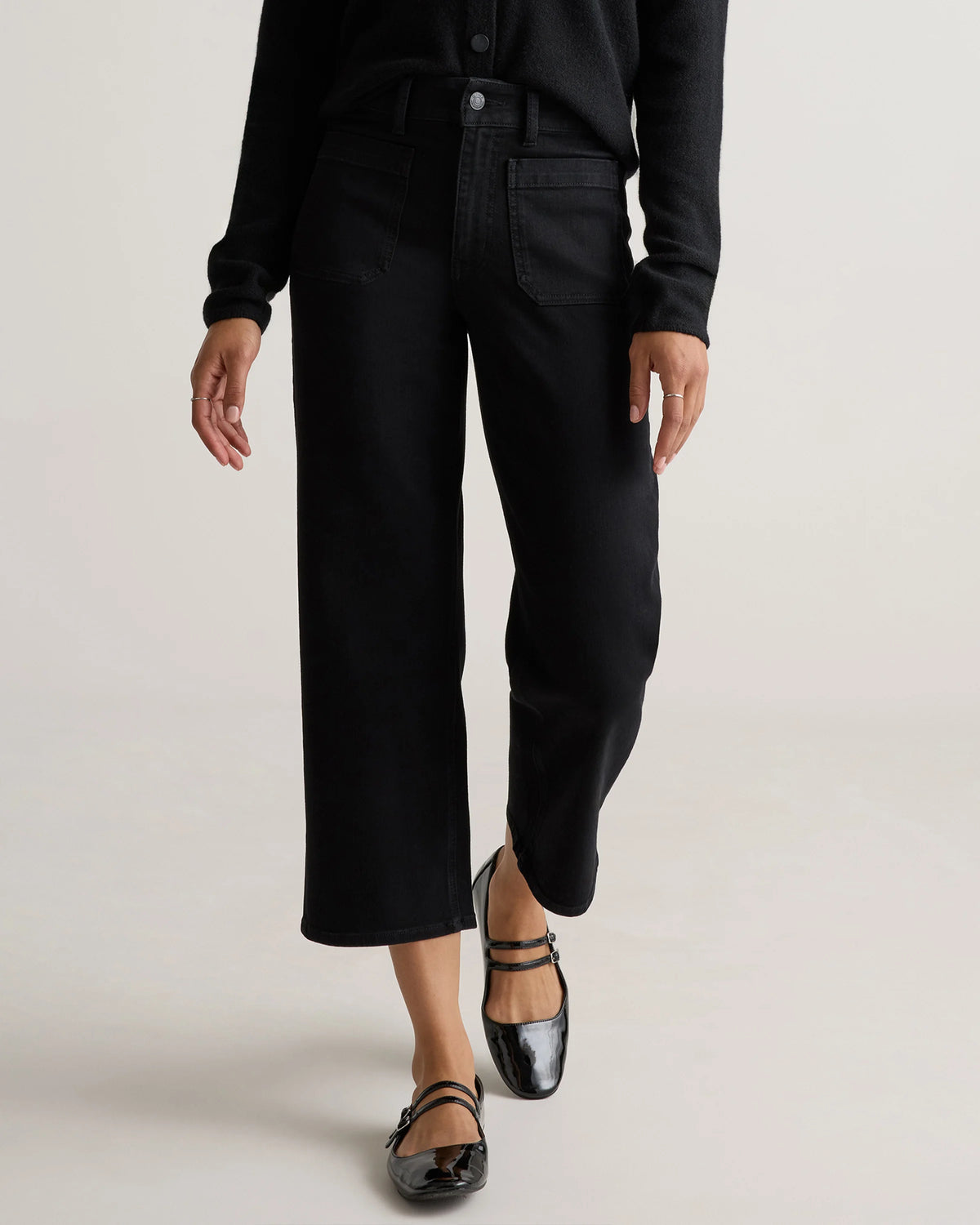 Bella Stretch Patch Pocket Wide Leg Jeans - 24 / Deep Sea Blue