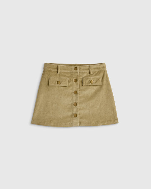Organic Cotton Stretch Corduroy Skirt - 6 / Dried Herb