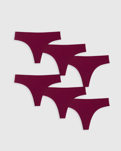 Invisible Bonded Thong (6-Pack) - XS / Plum