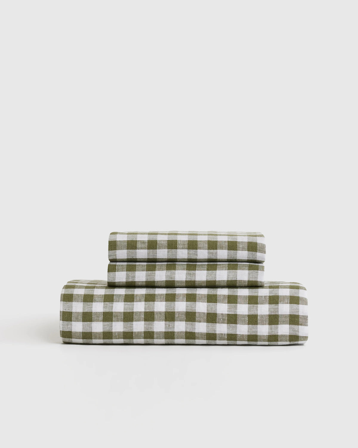 European Linen Gingham Fitted Sheet Set - Twin / Blue Fog