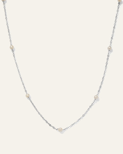 14K Gold Freshwater Cultured Pearl Station Necklace - One Size / Yellow Gold