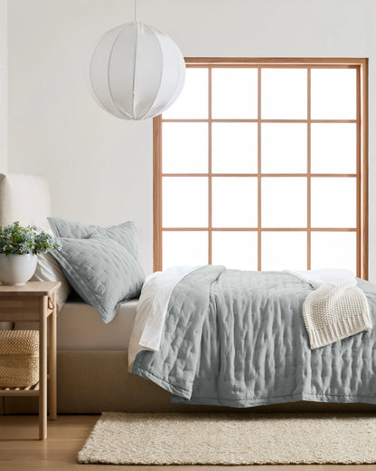 European Linen Dream Quilt Set - Twin / Dusty Olive