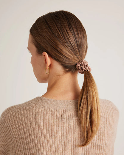 100% Washable Silk Skinny Scrunchies - One Size / Black/Ivory/Toasted Almond