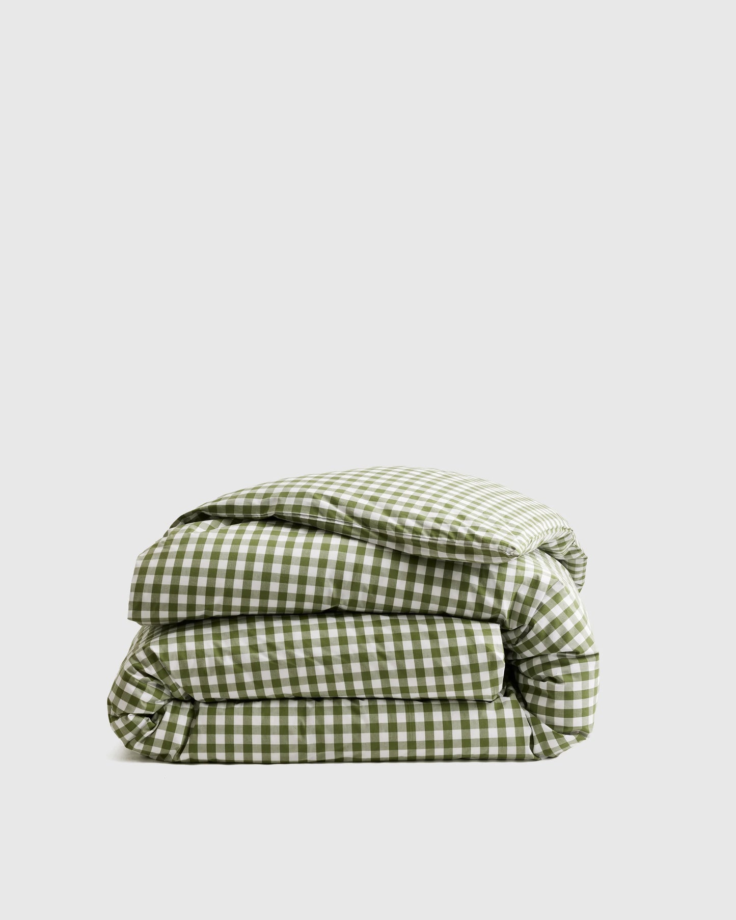 Organic Crisp Percale Gingham Duvet Cover - Twin / Cafe