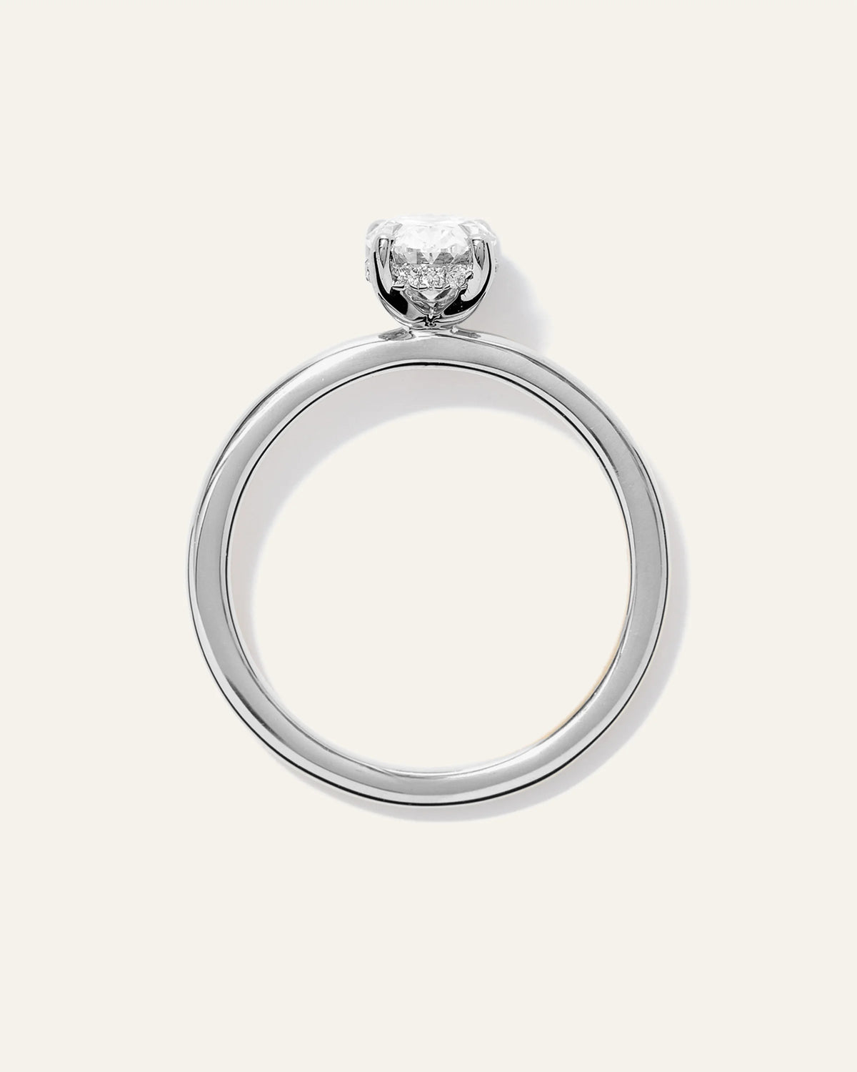 Lab Grown Diamond Oval Petite Hidden Halo Engagement Ring - 1ct - 4 / Yellow Gold