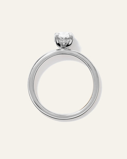 Lab Grown Diamond Oval Petite Hidden Halo Engagement Ring - 1ct - 4 / Yellow Gold