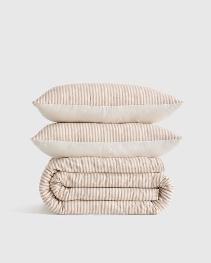 European Linen Patterned Quilt Set - Twin / Willowleaf Gingham
