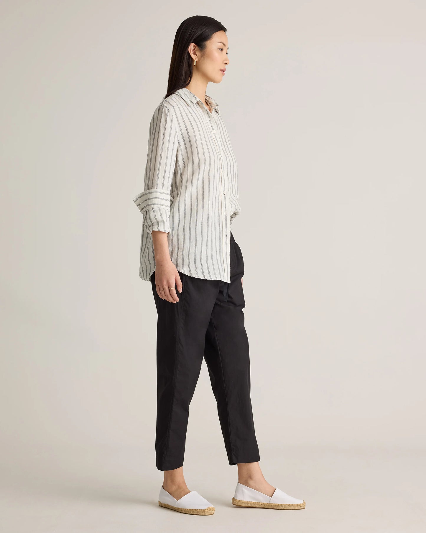 100% Organic Cotton Poplin Pull-On Pants - XS / Garden Green