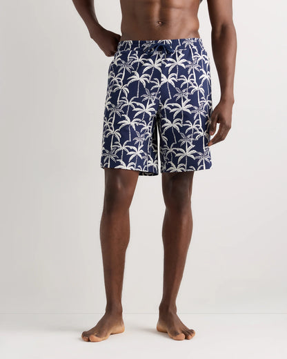 Italian Swim Trunks - 9" - S / Navy Palms