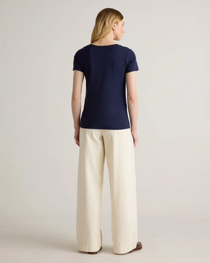 Cotton Modal Scoop Neck Tee - XS / Navy