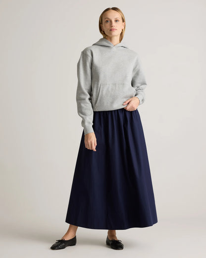 100% Organic Cotton Poplin A-line Maxi Skirt - XS / Black