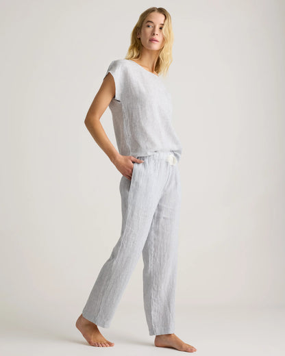 100% European Linen Pajama Set - XS / French Blue