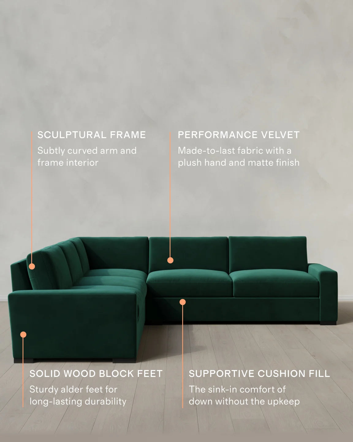 Stillman L Sectional in Performance Velvet - 116x116 / Java