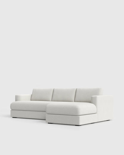 Sierra Curved Arm Chaise Sectional in Performance Boucle - Right Arm / Linen
