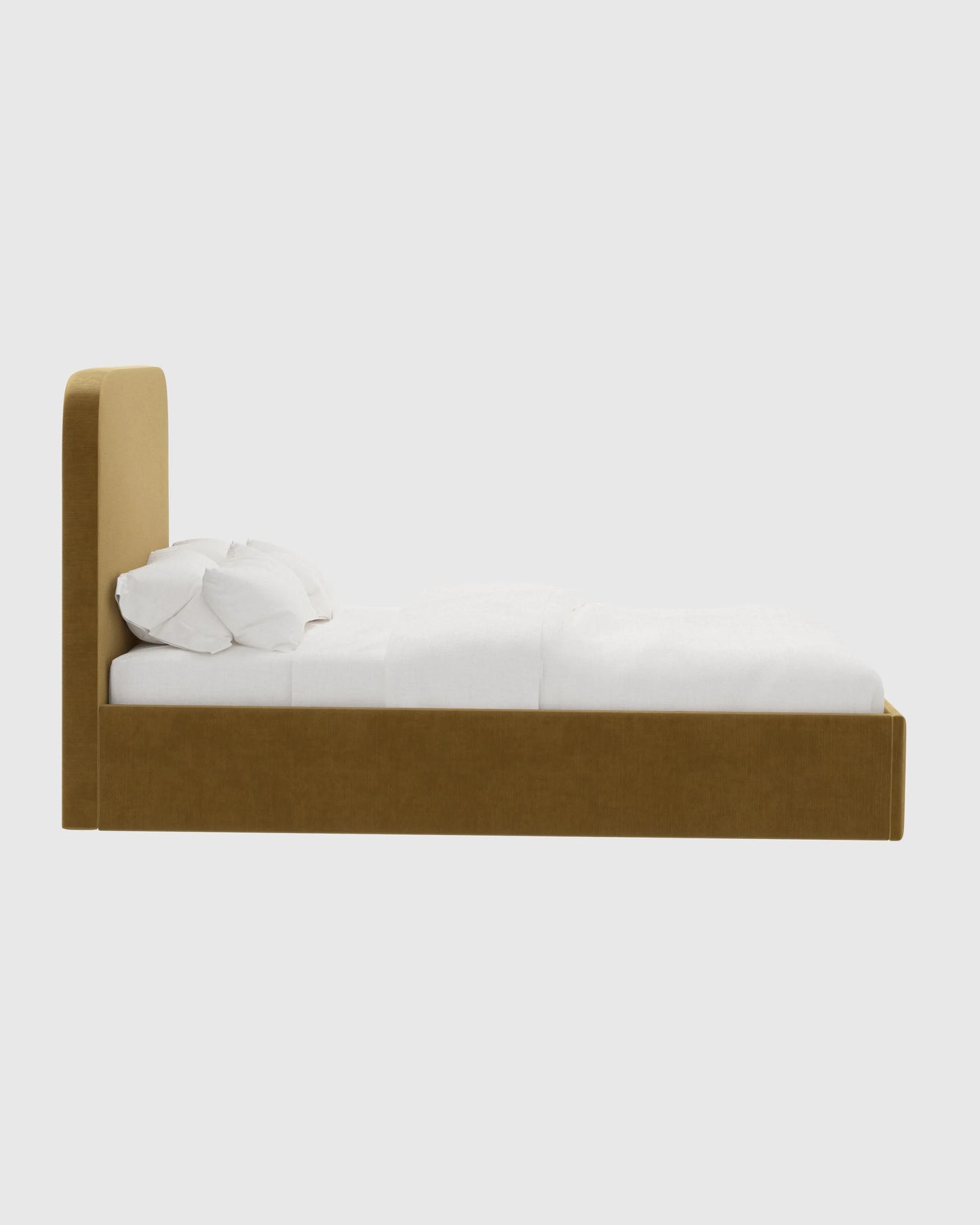 Curved Bed in Performance Velvet - Full / Walnut