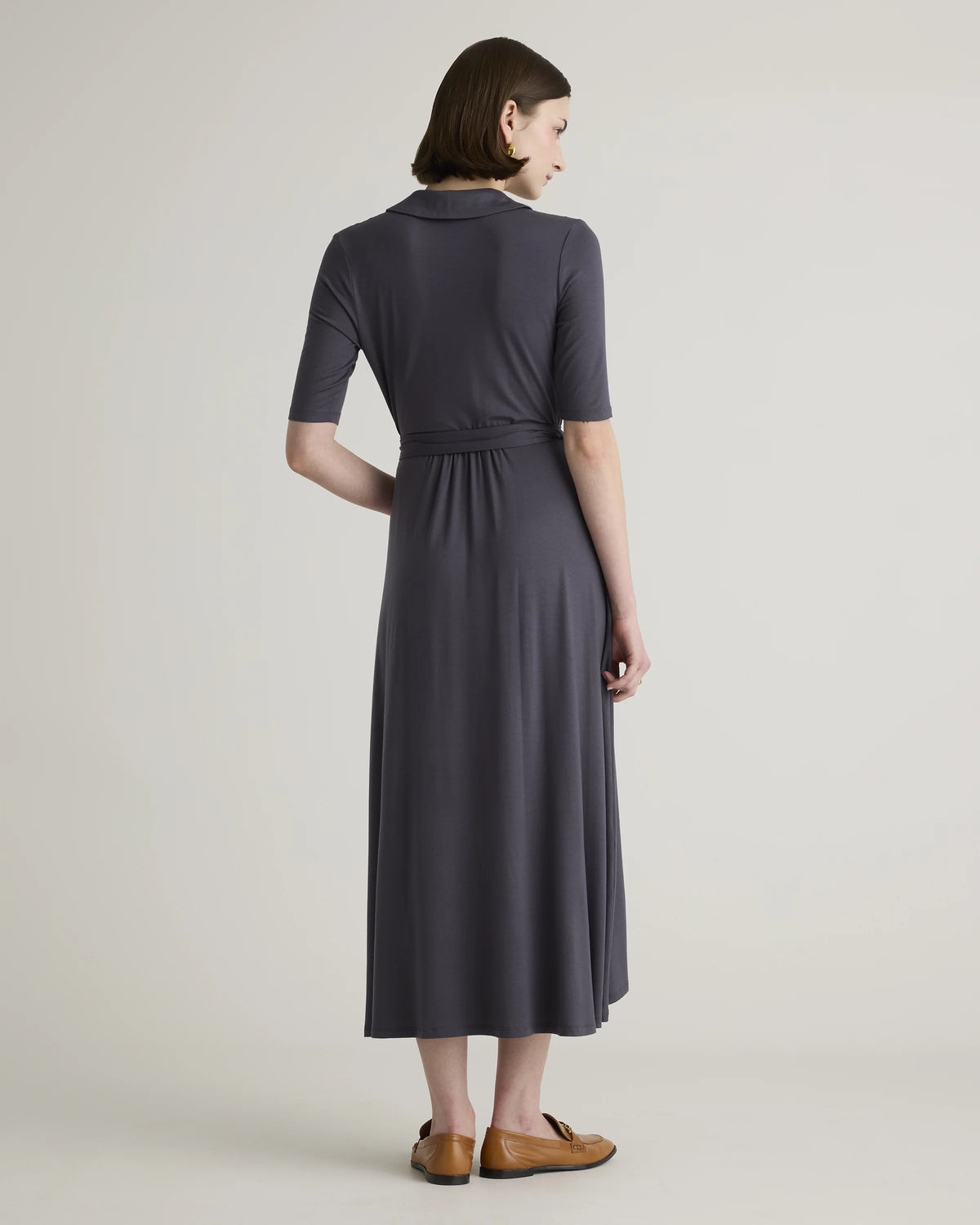 Tencel Jersey Midi Wrap Dress - XS / Brown