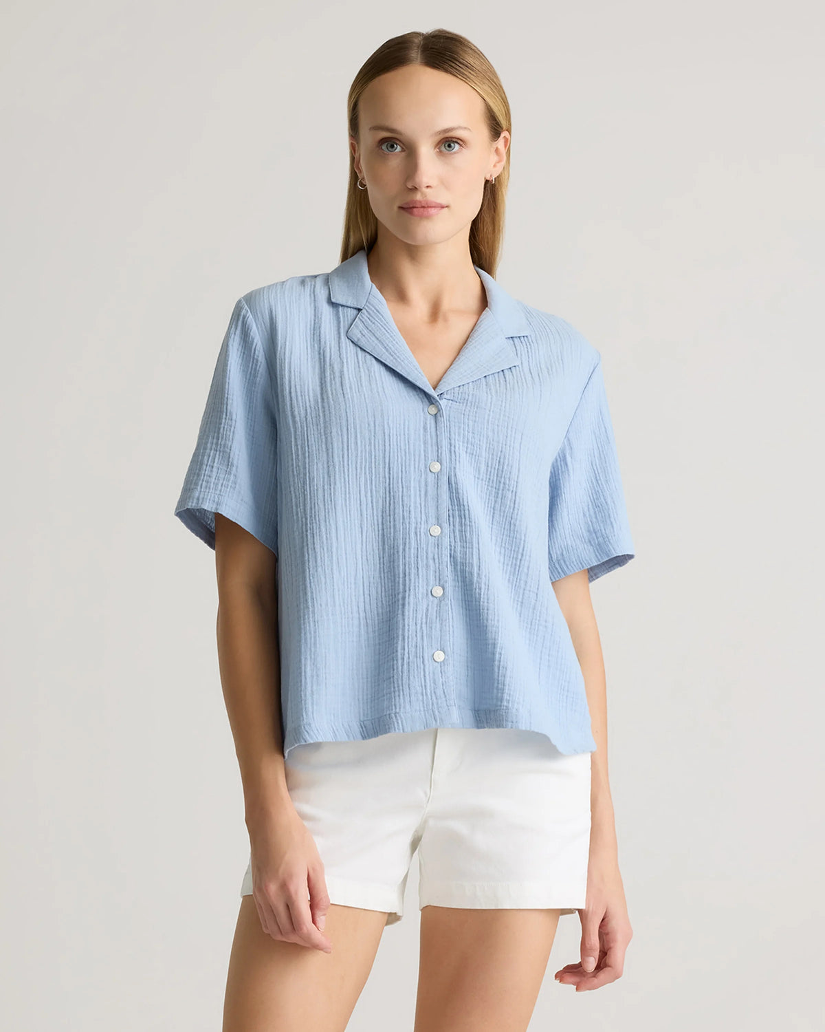 100% Organic Cotton Gauze Short Sleeve Shirt - XS / Amaranth Pink