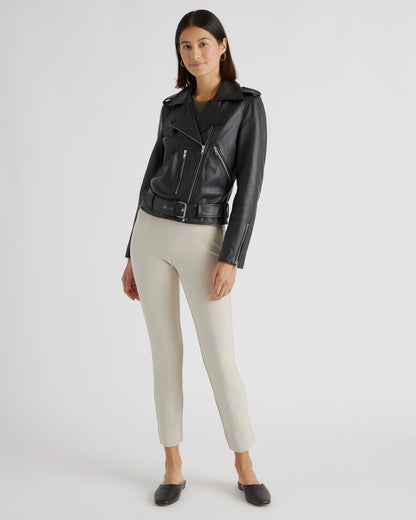 Ultra-Stretch Ponte Pintuck Ankle Pants - XS / Ecru