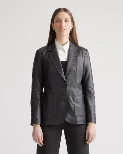 100% Leather Blazer - XS / Rich Brown