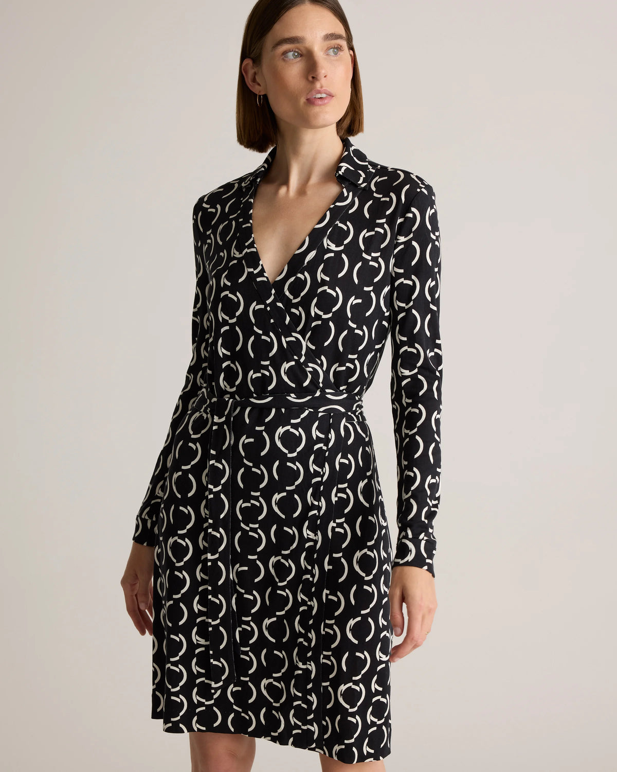 100% Silk Jersey Mini Wrap Dress - XS / Evergreen