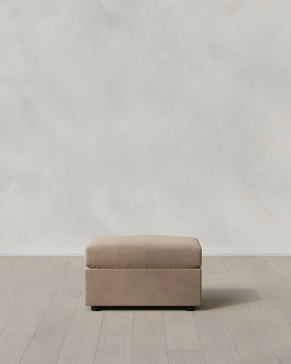 Brennan Ottoman in Performance Velvet - One Size / Taupe