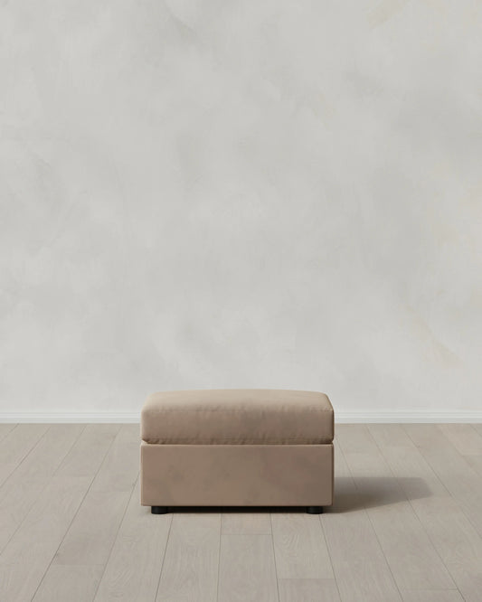 Brennan Ottoman in Performance Velvet - One Size / Taupe