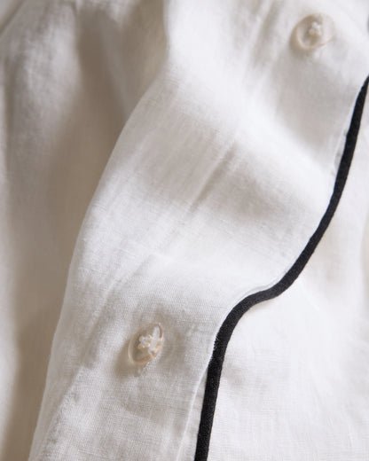 European Linen Piped Duvet Cover - Twin / White/Cherry
