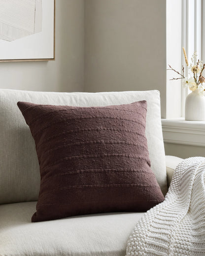 Textured Striped Cotton Pillow Cover - 20x20 / Natural