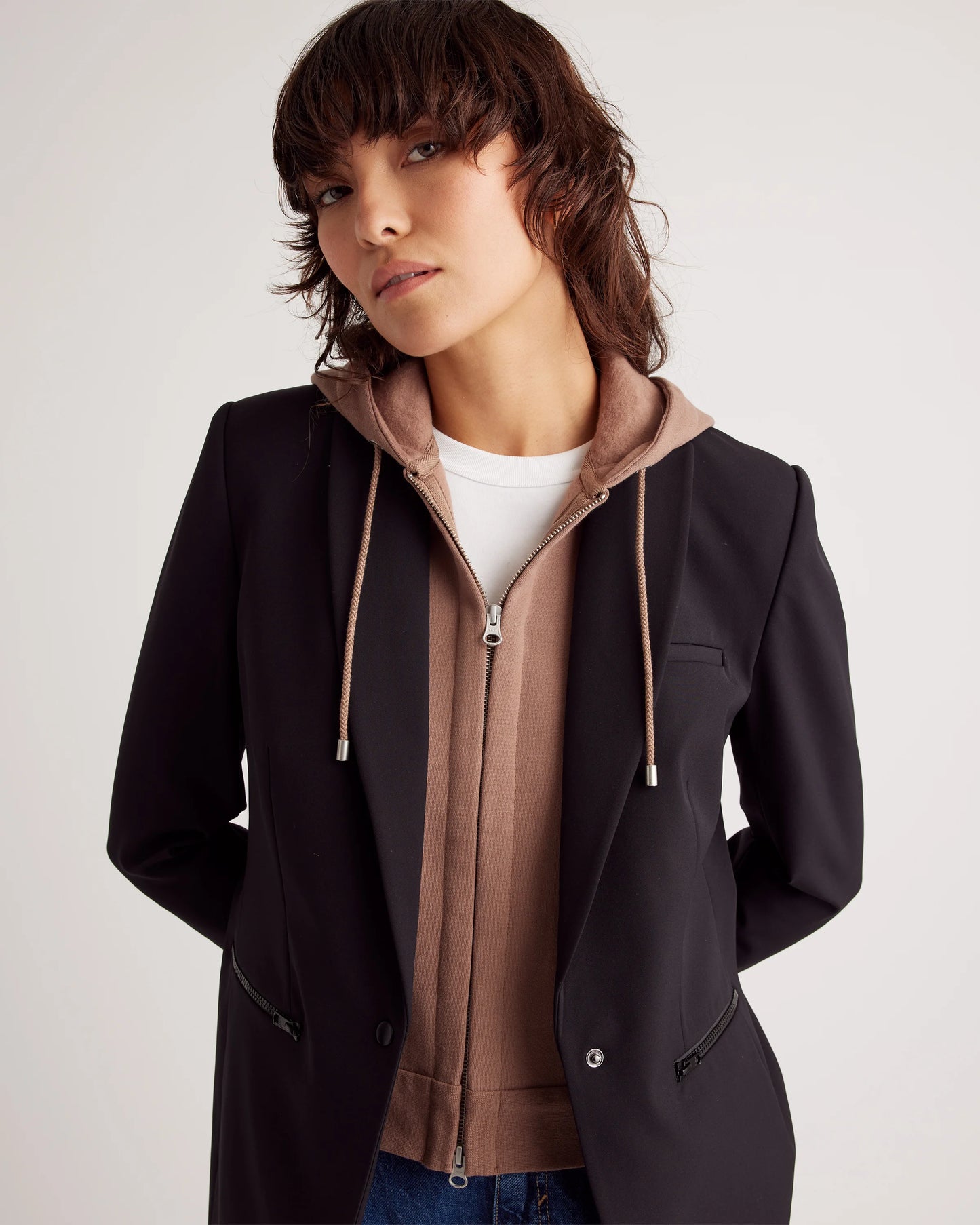Organic Heavyweight Fleece Hoodie Blazer Insert - XS/S/M / Black