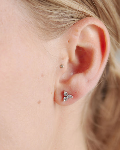 White Sapphire Triad Studs - One Size / Gold Vermeil