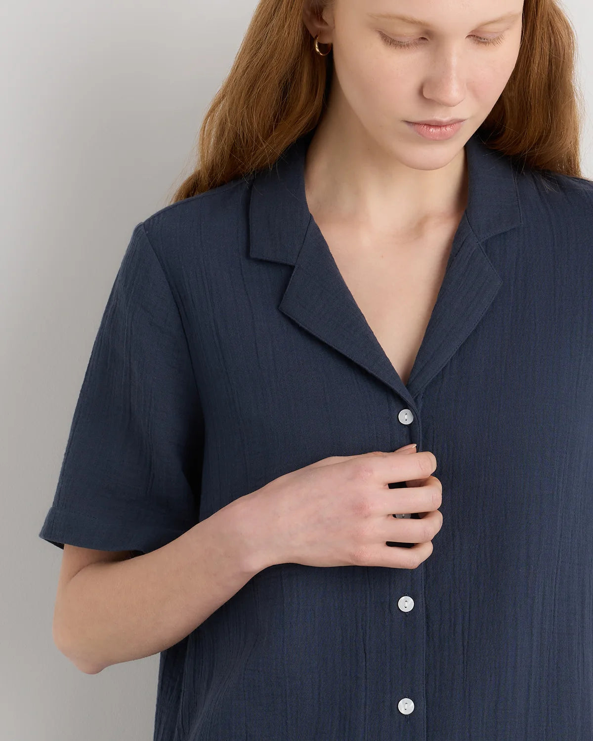 100% Organic Cotton Gauze Short Sleeve Shirt - XS / Amaranth Pink