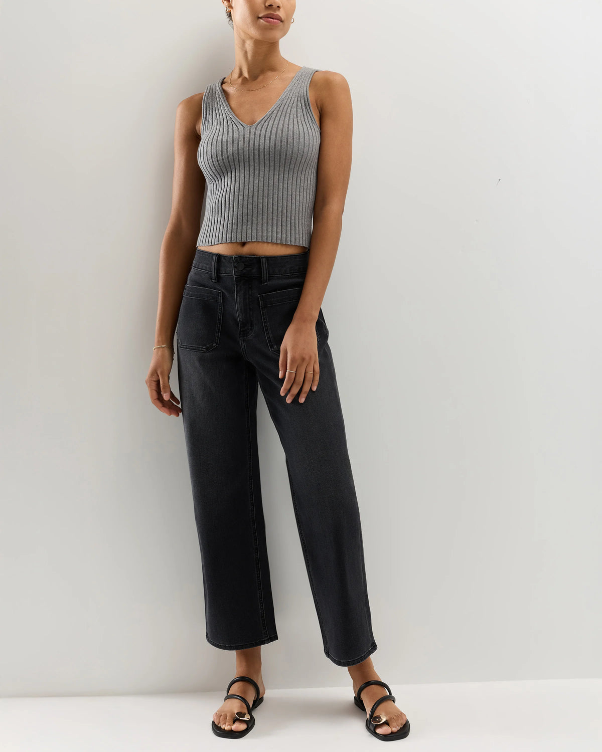 Bella Stretch Patch Pocket Wide Leg Jeans - 24 / Seaside Blue