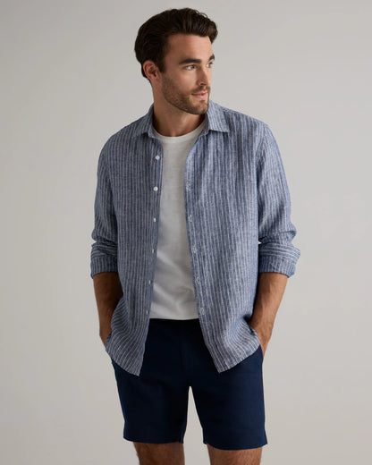 100% European Linen Relaxed Long Sleeve Shirt - XS / Flax