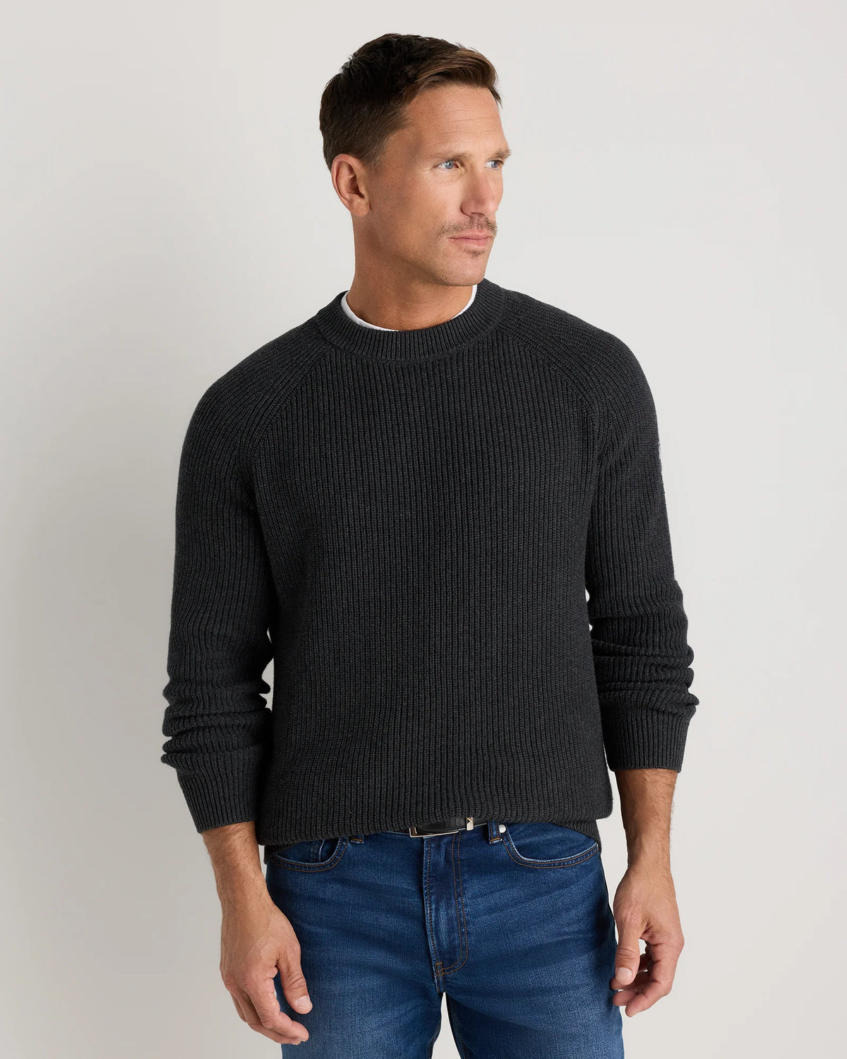 100% Organic Cotton Ribbed Crewneck Sweater - XS / Bahia Blue