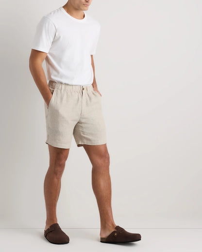 100% European Linen Shorts - 7" - S / Black