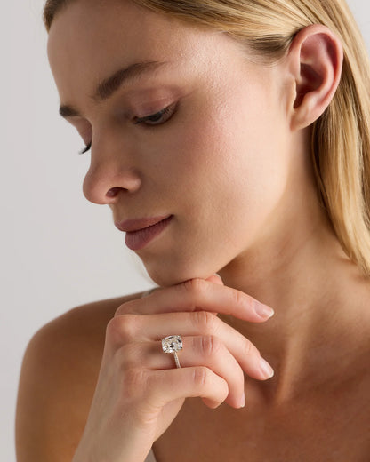 Lab Grown Diamond Elongated Cushion Pave Cathedral Engagement Ring - 5ct - 4 / Yellow Gold