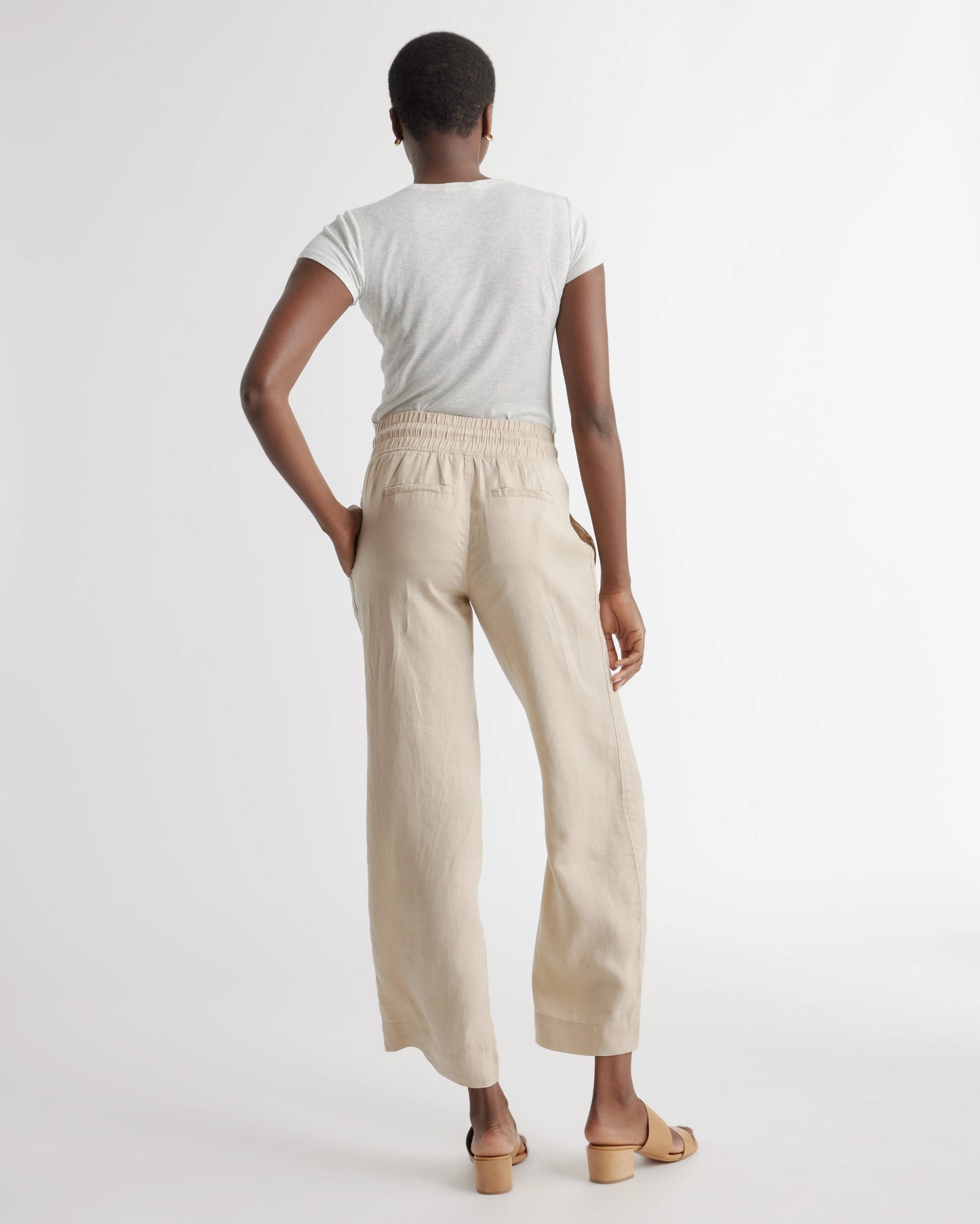 100% European Linen Wide Leg Pants - XS / Bayberry Olive