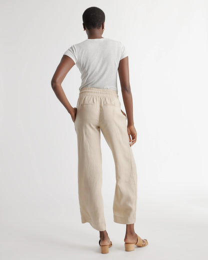 100% European Linen Wide Leg Pants - XS / Bayberry Olive