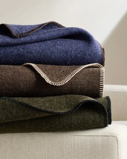 Wool Whipstitch Throw - 50x70 / Olive