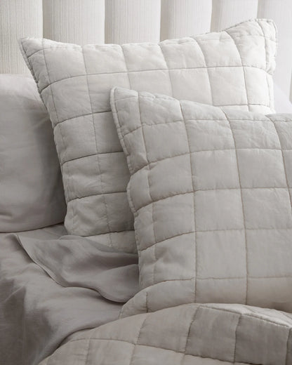 European Linen Box Quilted Euro Sham - Euro / Navy