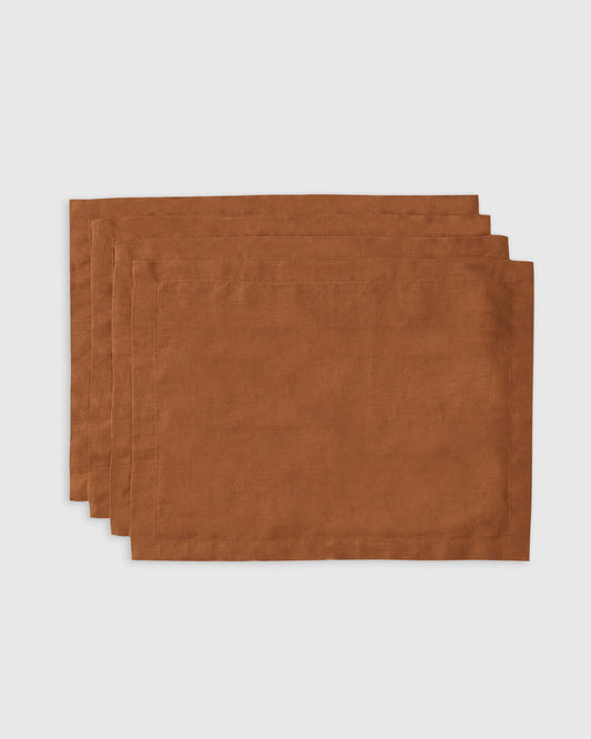 European Linen Placemat (Set of 4) - One Size / Terracotta