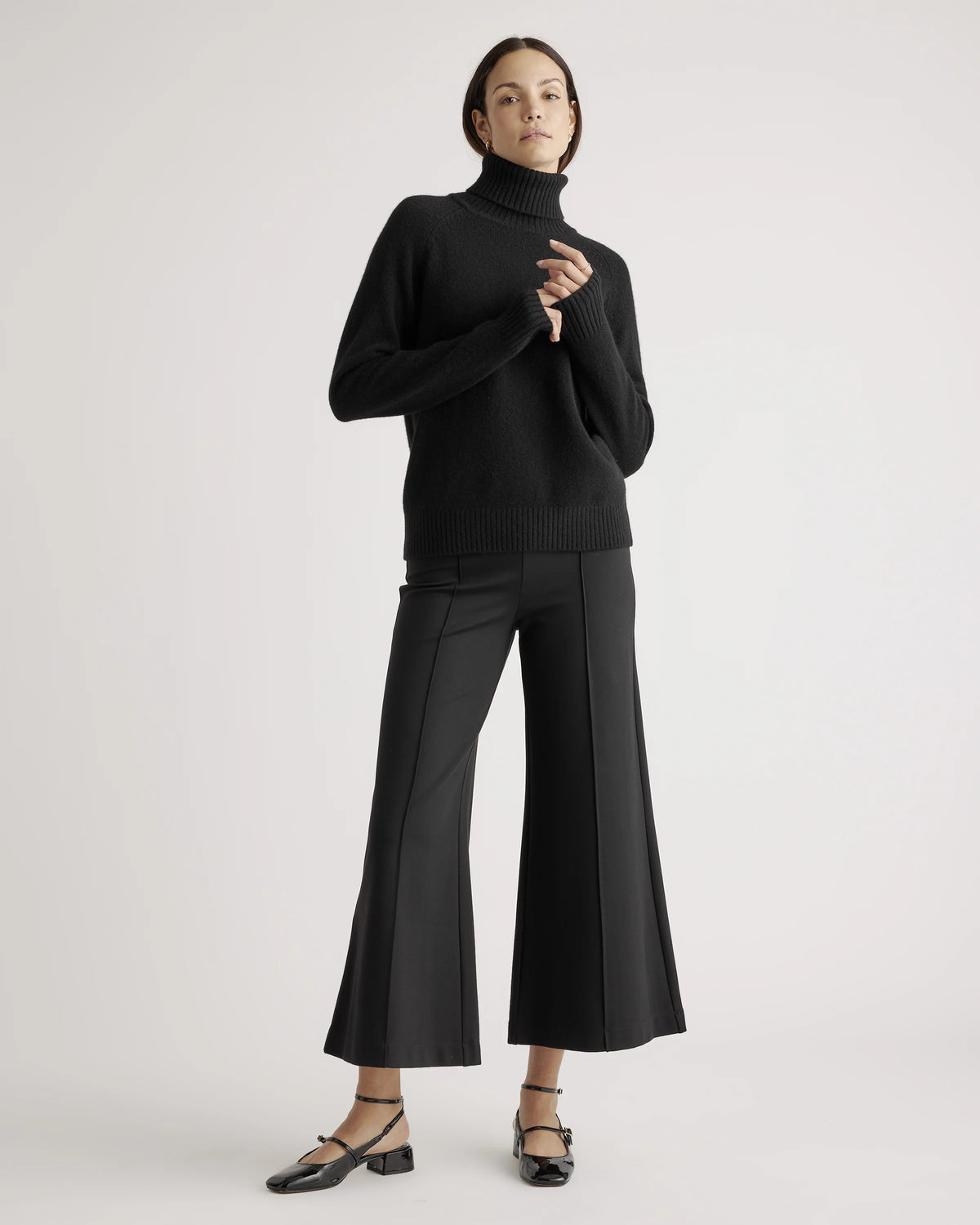 100% Yak Wool Turtleneck Sweater - XS / Heather Brown