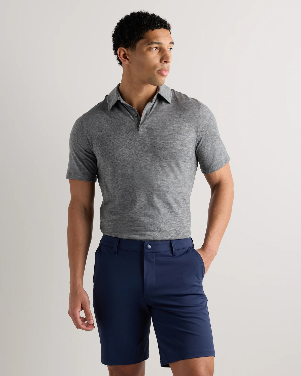 Extra-Fine Australian Merino Polo - XS / Light Blue Heather